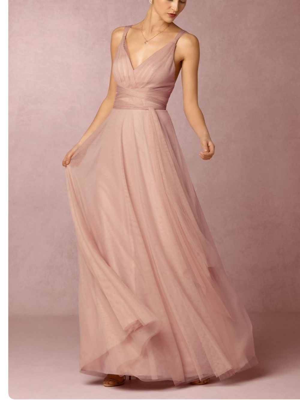 Anthropologie BHLDN hitherto Zaria Tulle Maxi Dress in Rose NEW